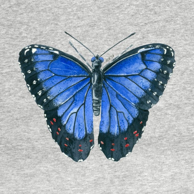 Blue Morpho butterfly watercolor painting by katerinamk